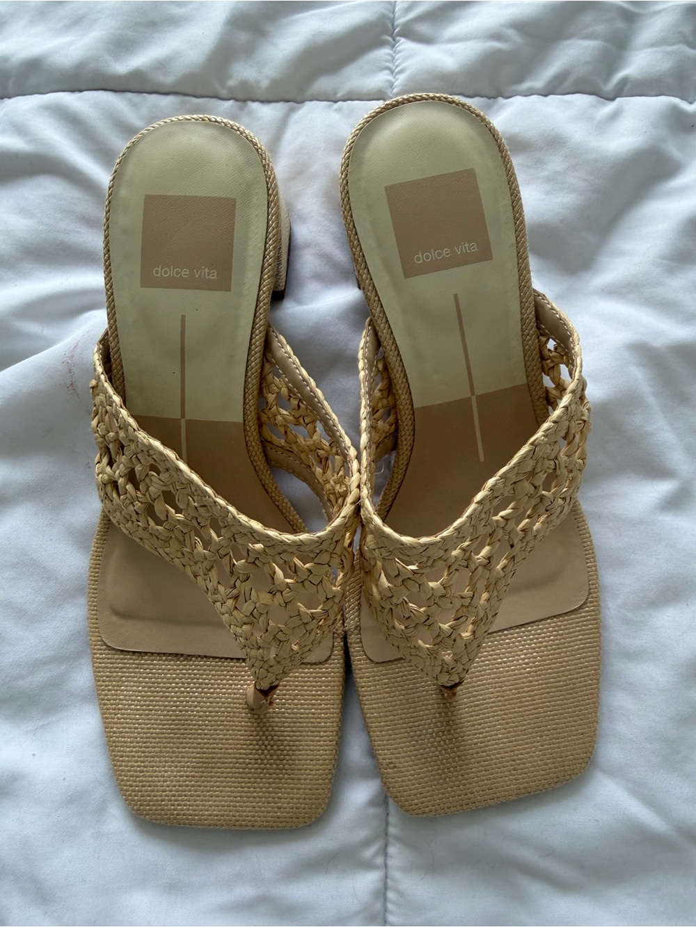 Dolce Vita Beige Woven Thong Sandals